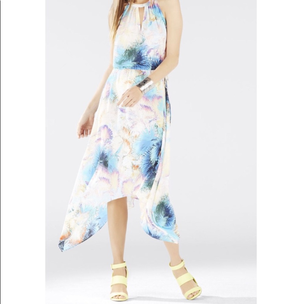 NWOT Bcbg Keelie Printed Waist Tie Halter Dress